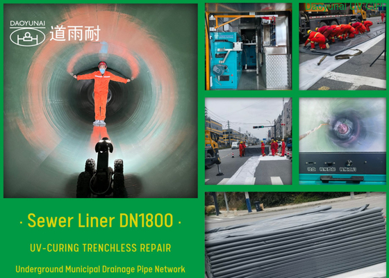 Liner de tube flexible en plastique pour les UV 2-4 heures Temps de durcissement Pas de creusement de réparation